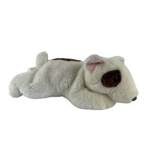 Ty Beanie Buddies Butch Bull Terrier 2002 Puppy Dog Plush 14" Laying White Brown